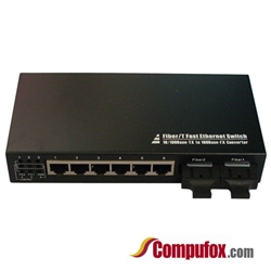 10/100M Dual Fiber 2-port SC/ST/FC & 6-port RJ45 Fast Ethernet Fiber Media Converter