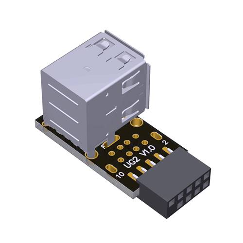 ADP-U9-DU2AF-L USB 9-pin to Dual USB 2.0 Type-A Female Left Side Exit Adapter