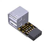 ADP-U9-DU2AF-R USB 9-pin to Dual USB 2.0 Type-A Female Right Side Exit Adapter
