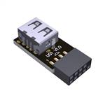 USB 9-pin to USB 2.0 Type-A Female Left Side Exit Adapter