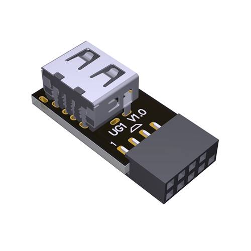 ADP-U9-U2AF-L USB 9-pin to USB 2.0 Type-A Female Left Side Exit Adapter