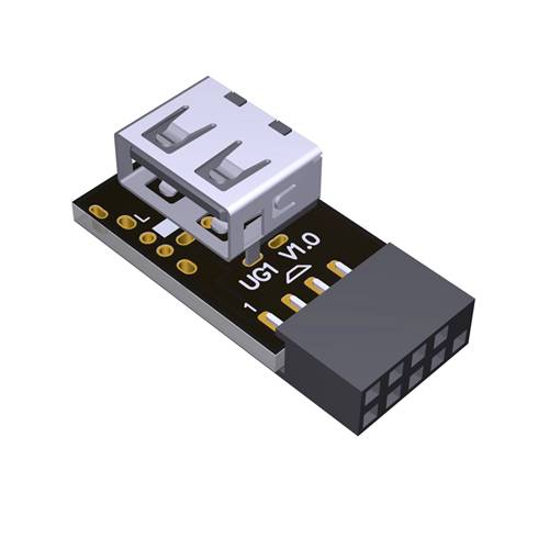 ADP-U9-U2AF-R USB 9-pin to USB 2.0 Type-A Female Right Side Exit Adapter