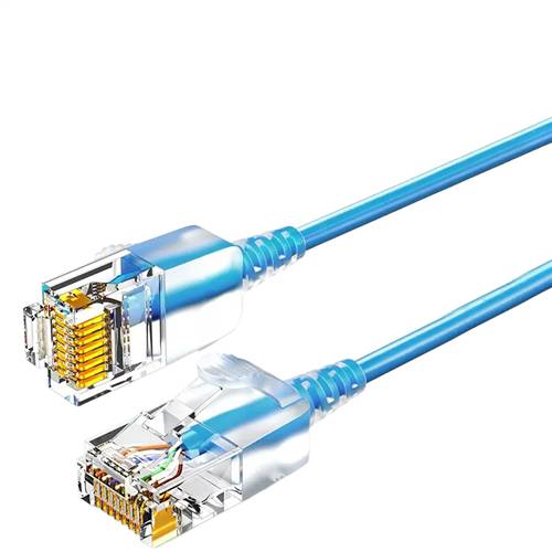 2m Cat6A Slim Unshielded (UTP) 10Gbps Patch Cable, Blue