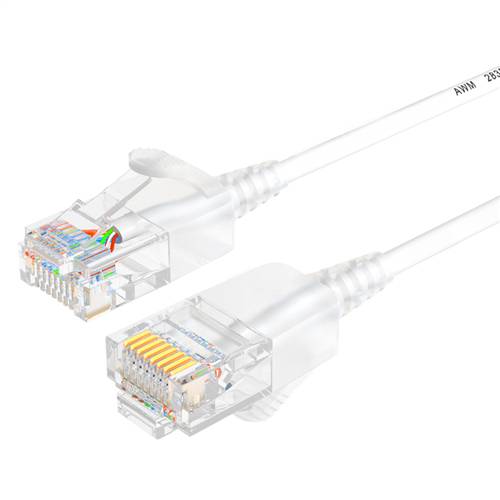 2m Cat6A Slim Unshielded (UTP) 10Gbps Patch Cable, White
