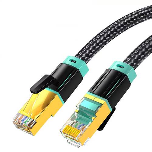 15m Braided Cat8 SFTP Double Shielded 40Gbps Patch Cable, Black