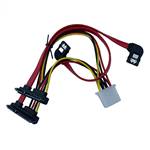 CAB-2SATA22PF-2SATA7P Two SATA 22P (7+15) Female to Two SATA 7P with One Big 4P Power Cable