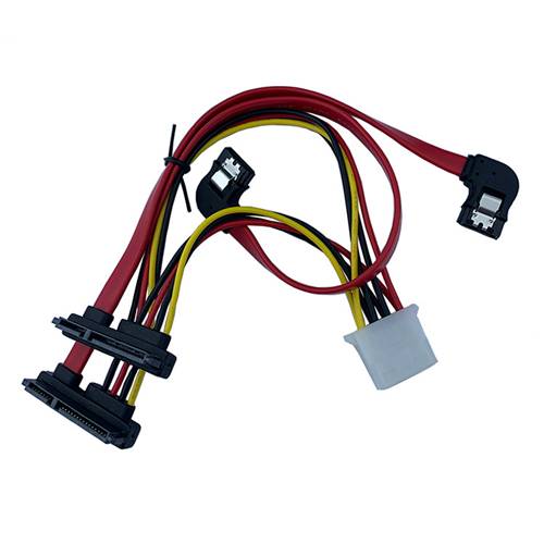 CAB-2SATA22PF-2SATA7P Two SATA 22P (7+15) Female to Two SATA 7P with One Big 4P Power Cable