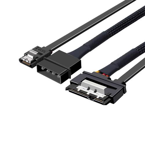 CAB-3SATA22PF-7P-B4P SATA III 3.0 22P (7+15) Female to 7Pin SATA Data & Big 4Pin Power Cable