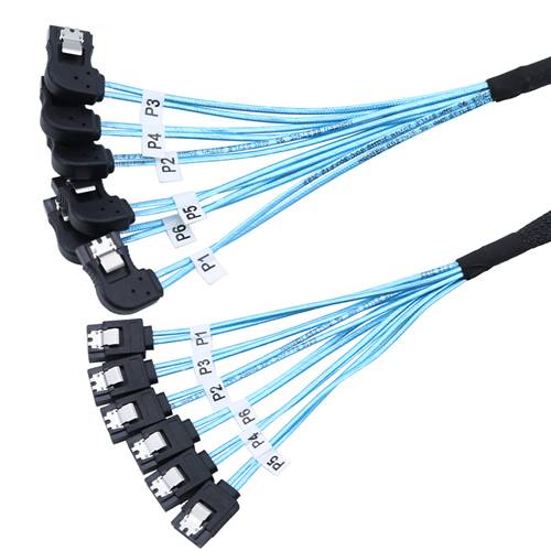 CAB-6SATA-6RBSATA 6 Straight SATA 7Pin to 6 Right Bend SATA 7Pin Cable