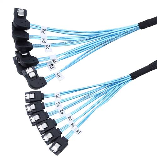 CAB-6SATA-6SATARE | 6 SATA to 6 Right-Exit SATA 6pcs/set SATA 7-pin SAS Cable for Server