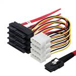 Internal Mini SAS SFF-8087 36P to Four SFF-8482 with 4P Power Red Cable