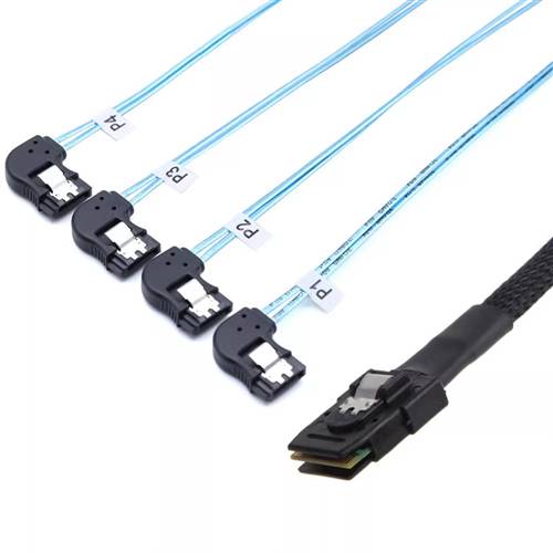 CAB-8087-4xLBSATA Internal Mini SAS SFF-8087 36P to Four Left Bend SATA 7P Cable