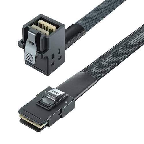 CAB-8087-RA8643 Internal Mini SAS SFF-8087 36P to Internal HD Mini SAS SFF-8643 4i Cable, Straight to Right Angle