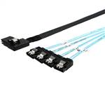 CAB-8087RE-4xSATA | Internal Mini SAS SFF-8087 36P to 4x 7P SATA Forward Breakout Cable, Right Exit to Straight