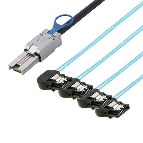 CAB-8088-4LBSATA External Mini SAS SFF-8088 26P to 4 Left Bend SATA 7P Cable