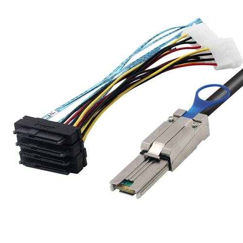 CAB-8088-4x8482P4 External Mini SAS SFF-8088 26P to 4 SAS SFF-8482 29P with 4-Pin Power Cable