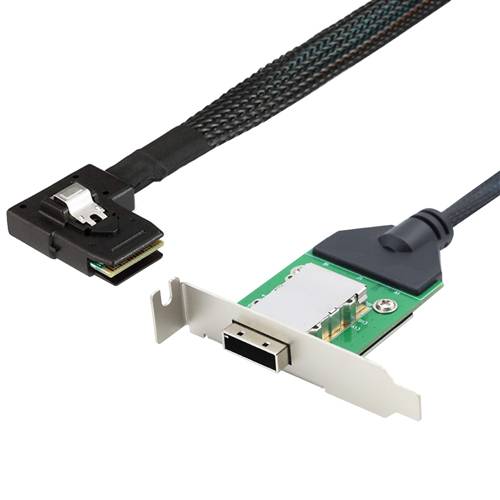 CAB-8088F-LB8087 External Mini SAS SFF-8088 Female to Left Bend Internal Mini SAS SFF-8087 36P Male Adapter Cable