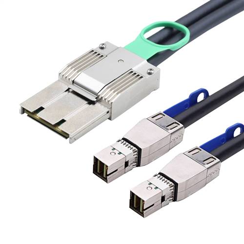 CAB-8088i8-2x8644 | PCIe Mini SAS SFF-8088 8X 68P I/O Male to 2x External Mini SAS HD SFF-8644 Cable