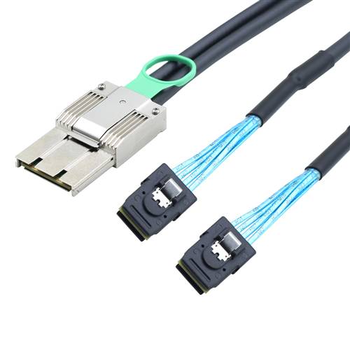 CAB-8088x8-2x8087 External Mini SAS SFF-8088 8X 68P I/O Male to Two Internal Mini SAS SFF-8087 36P Cable