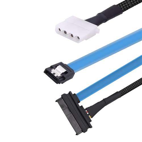 CAB-8482-SATA7P-4PF SAS SFF-8482 29P to SATA 7P & Big 4Pin Female Power Cable