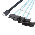 CAB-8611-4x8482P15 | OCuLink SFF-8611 4i to 4x SAS 29P SFF-8482 with SATA 15Pin Power Breakout Cable