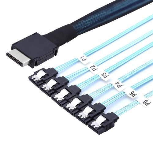 CAB-8611-6xSATA | OCuLink SFF-8611 4i to 6x 7Pin SATA Breakout Cable