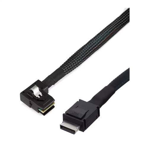 CAB-8611-8087LE | OCuLink SFF-8611 4i to Left Exit Internal Mini SAS SFF-8087 Cable