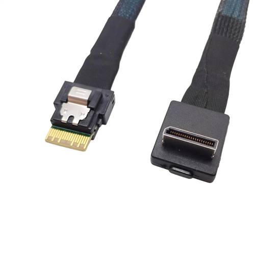 CAB-8611RA-8654 | Right Angle OCuLink SFF-8611 4i to SlimSAS SFF-8654 4i Cable