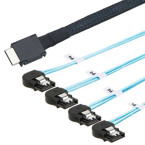 CAB-8611i4-4LBSATA OCulink SFF-8611 4i to 4 Left Bend SATA 7P Cable