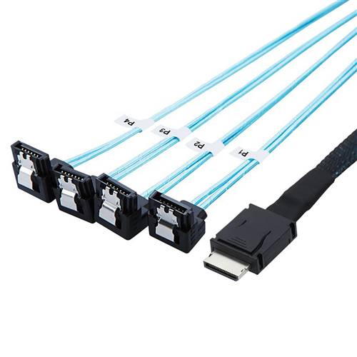 CAB-8611i4-4RASATA OCulink SFF-8611 4i to 4 Right Angle SATA 7P Cable