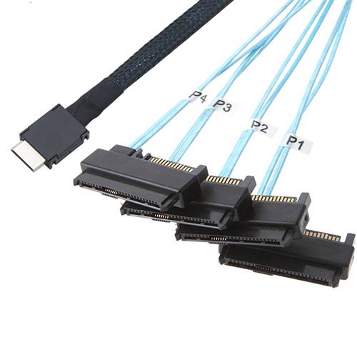 CAB-8611i4-4x8482 OCulink SFF-8611 4i to 4 SFF-8482 All-in-one Cable