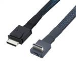 OCulink SFF-8611 4i to OCulink SFF-8611 4i Cable, Straight to Right Angle