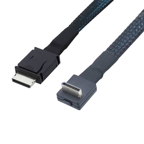 CAB-8611i4-RA8611i4 OCulink SFF-8611 4i to OCulink SFF-8611 4i Cable, Straight to Right Angle