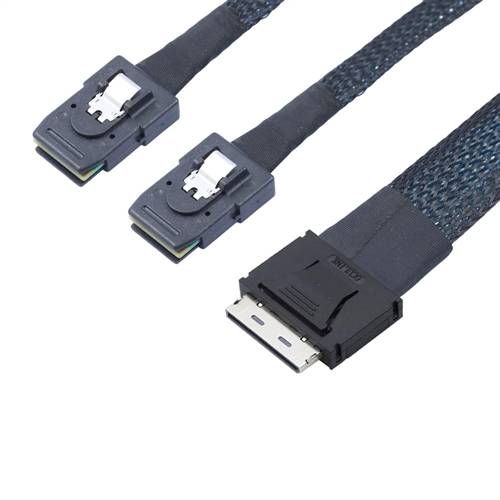 CAB-8611i8-2x8087 OCulink SFF-8611 8i to Two Straight Internal Mini SAS SFF-8087 36P Cable