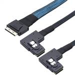 CAB-8611i8-2x8087LE | OCuLink SFF-8611 8i to 2x Left Exit Internal Mini SAS SFF-8087 36P Y Cable