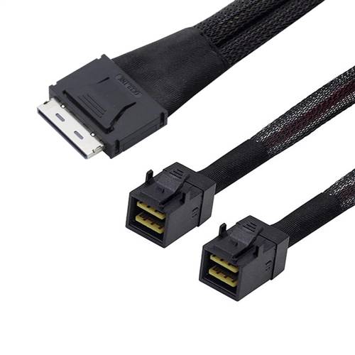 CAB-8611i8-2x8643 | OCuLink SFF-8611 8i to 2x Internal HD Mini SAS SFF-8643 Y Cable