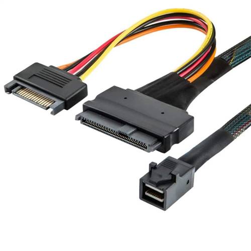 CAB-8643-8639 | Internal HD Mini SAS SFF-8643 to U.2 SFF-8639 NVMe SSD Cable with 15P SATA Power