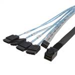 Internal HD Mini SAS SFF-8643 4i to 4 Straight SATA 7P with Sideband Cable