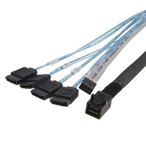 CAB-8643i4-4SATASB Internal HD Mini SAS SFF-8643 4i to 4 Straight SATA 7P with Sideband Cable