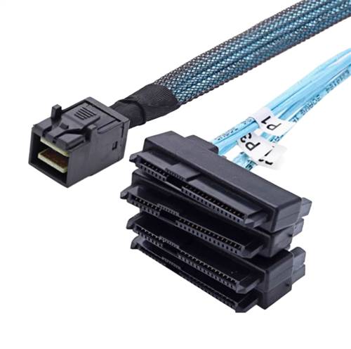 CAB-8643i4-4x8482P15 | Internal HD Mini SAS SFF-8643 4i to 4x 29-pin SFF-8482 with 15-pin SATA Power Port Cable