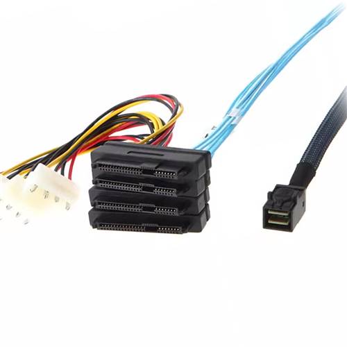 CAB-8643i4-4x8482P4 Internal HD Mini SAS SFF-8643 4i to 4 SFF-8482 with 4-Pin Power Cable