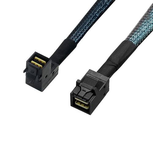 CAB-8643i4-RA8643i4 Internal HD Mini SAS SFF-8643 4i to Internal HD Mini SAS SFF-8643 4i Cable, Straight to Right Angle
