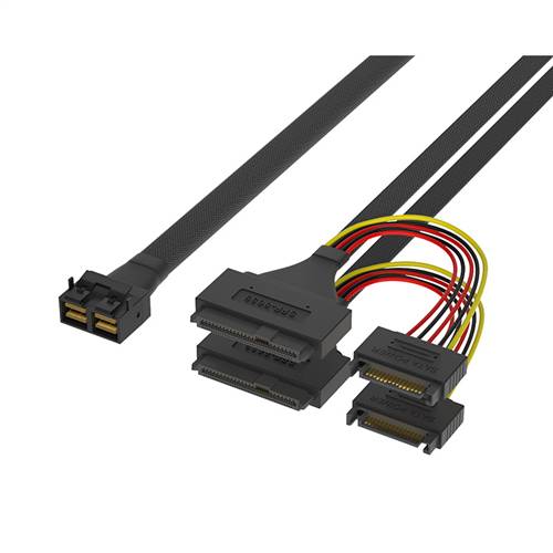 CAB-8643i8-2x8639P15 Internal HD Mini SAS SFF-8643 8i to 2 U.2 SFF-8639 with 15P Power Cable