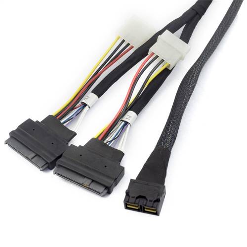 CAB-8643i8-2x8639P4 Internal HD Mini SAS SFF-8643 8i to 2 U.2 SFF-8639 with 4P Power Cable