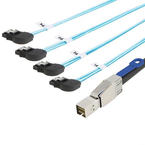 CAB-8644-4RBSATA External HD Mini SAS SFF-8644 to 4 Right Bend SATA 7P Cable