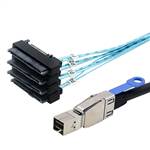 External HD Mini SAS SFF-8644 to 4x SFF-8482 and 15P Power All-in-one Cable