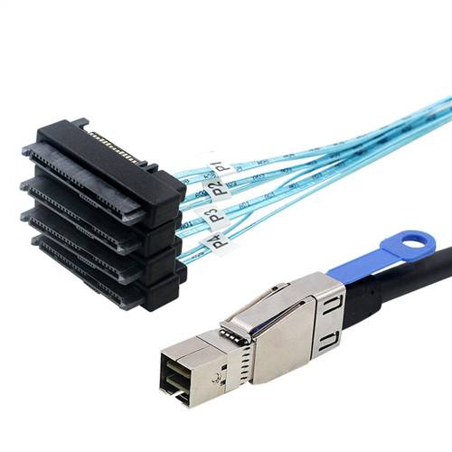 External HD Mini SAS SFF-8644 to 4x SFF-8482 and 15P Power All-in-one Cable
