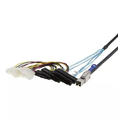 CAB-8644-4x8482P4 External HD Mini SAS SFF-8644 to 4 SAS SFF-8482 29P with 4-Pin Power Cable