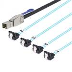 External HD Mini SAS SFF-8644 to 4x Right Angle SATA 7P Breakout Cable
