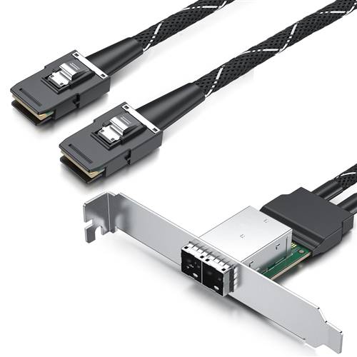 CAB-8644F-8087-2CH 2 Channel External HD Mini SAS SFF-8644 Female to Internal Mini SAS SFF-8087 36P Cable